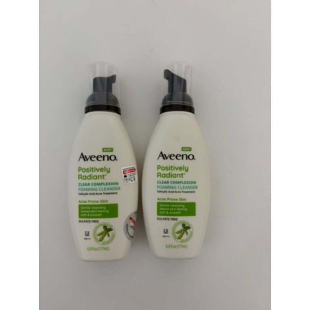 2 - 6 oz bottles aveeno positively radiant foaming cleanser NEW exp 2/2027